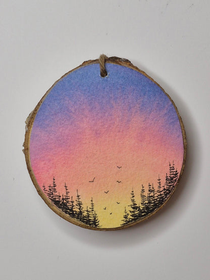 Hand Painted Wood Slice Ornaments - Medium