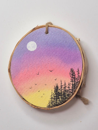 Hand Painted Wood Slice Ornaments - Small