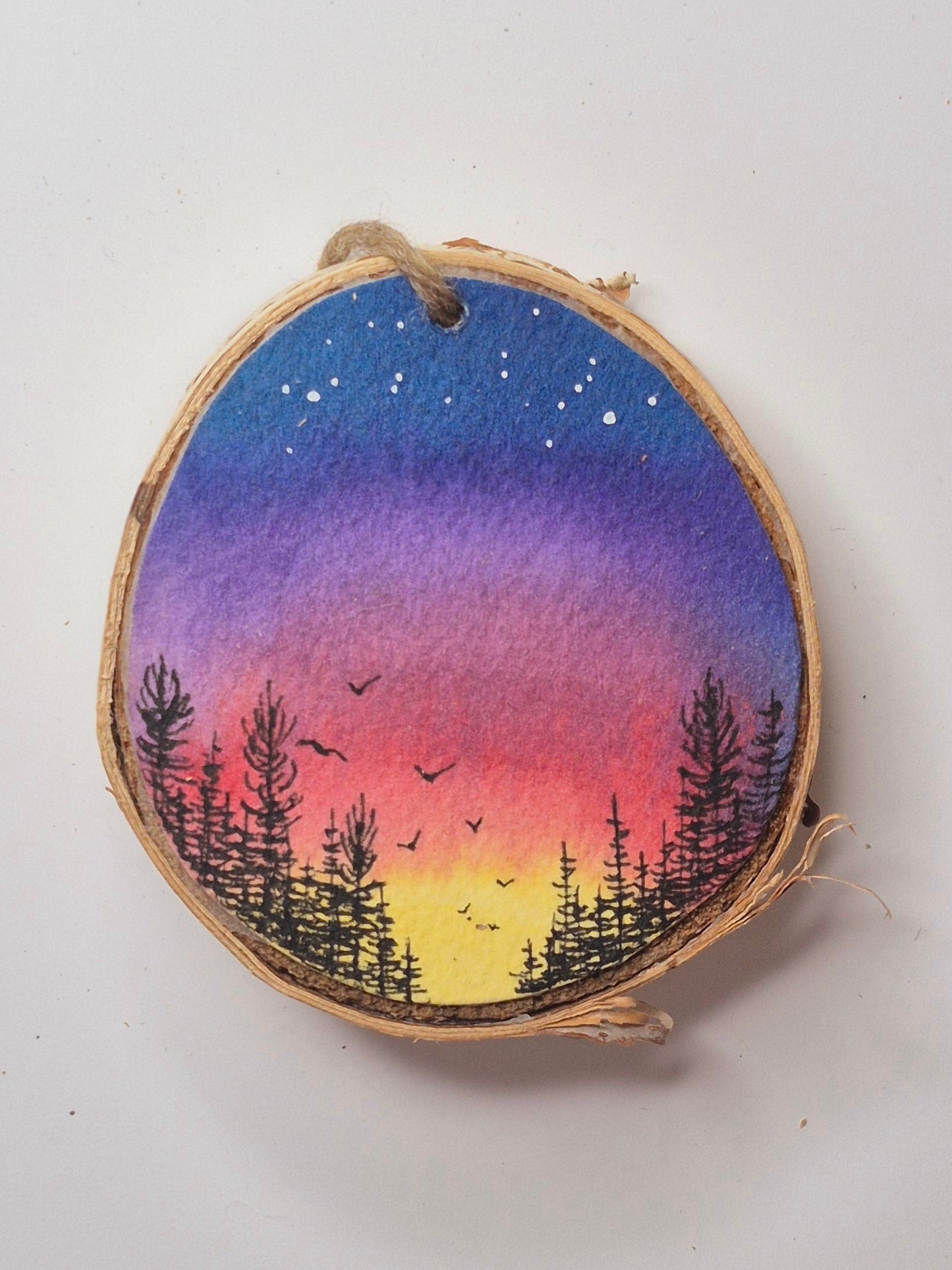 Hand Painted Wood Slice Ornaments - Small