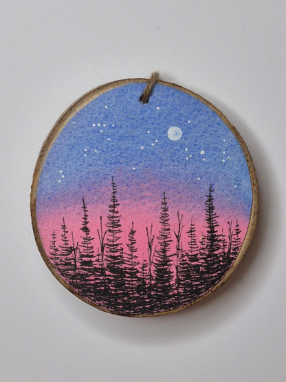 Hand Painted Wood Slice Ornaments - Medium