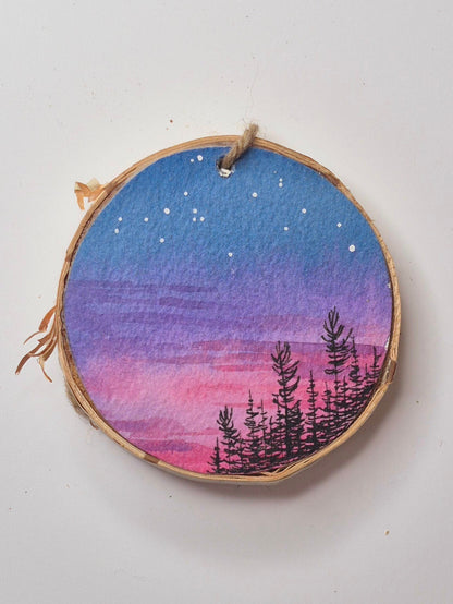 Hand Painted Wood Slice Ornaments - Small