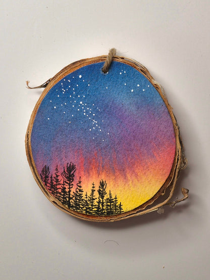Hand Painted Wood Slice Ornaments - Medium