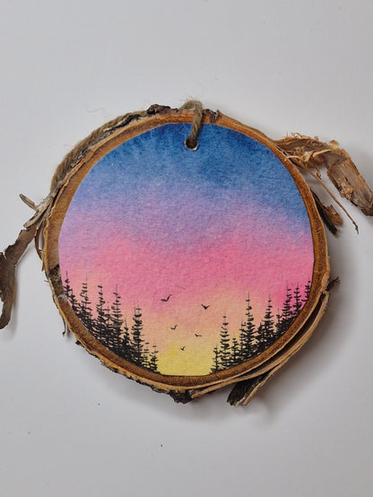Hand Painted Wood Slice Ornaments - Medium