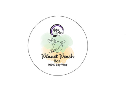 Planet peach 8 oz candle