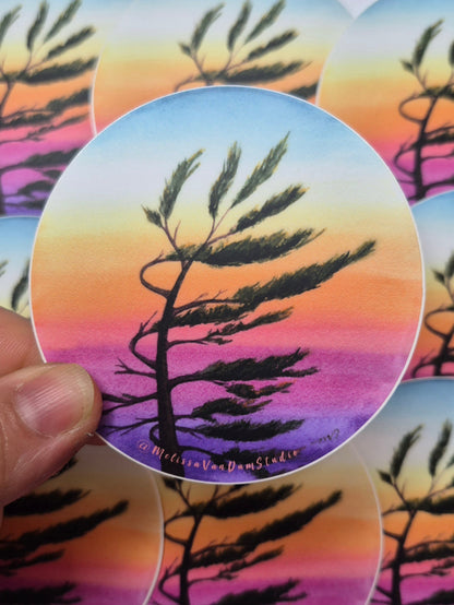"Eden's Sunset" Weather Proof Circle Sticker 75mm