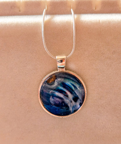 18 inch silver plated necklace acrylic pour