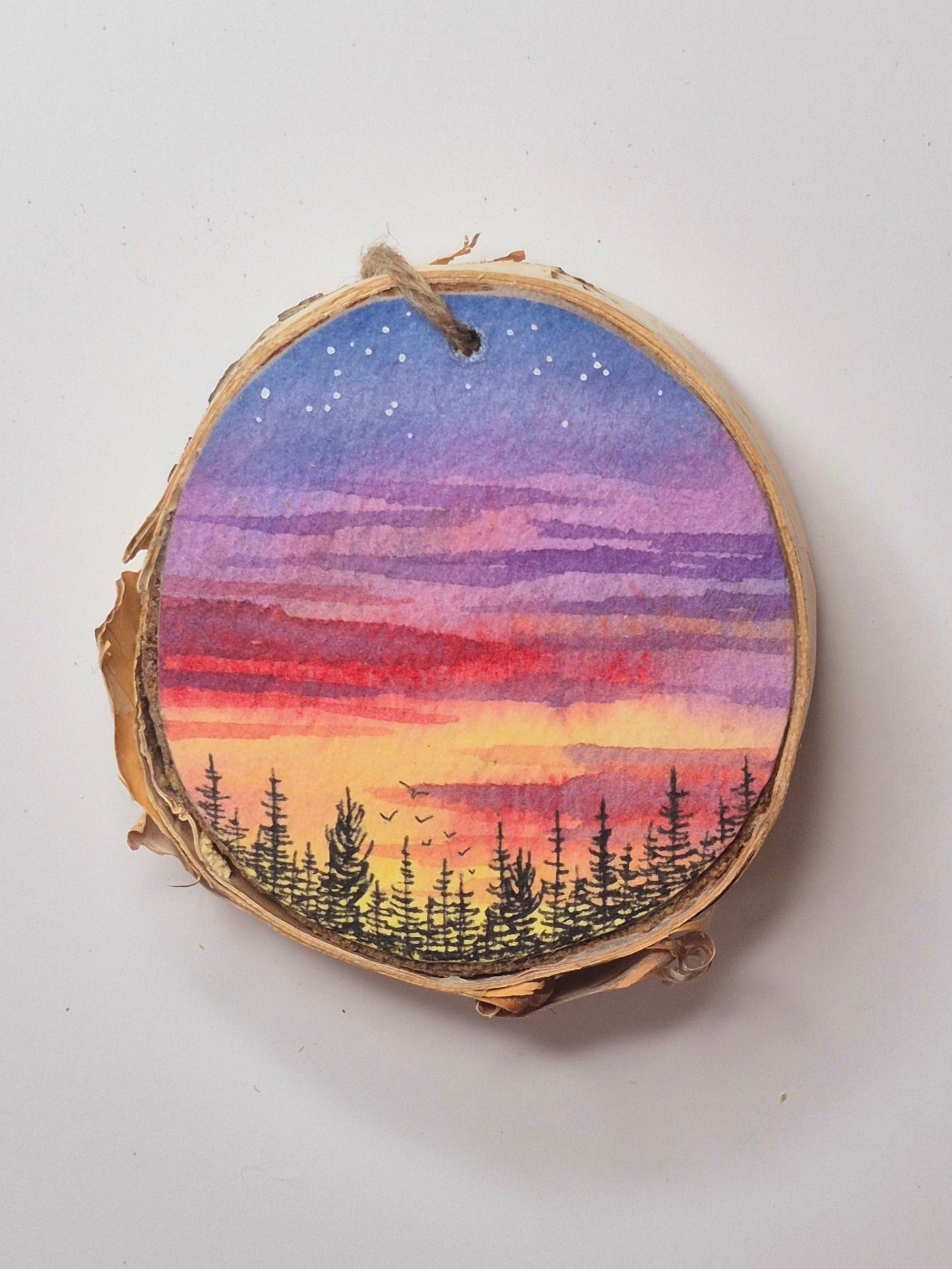Hand Painted Wood Slice Ornaments - Small