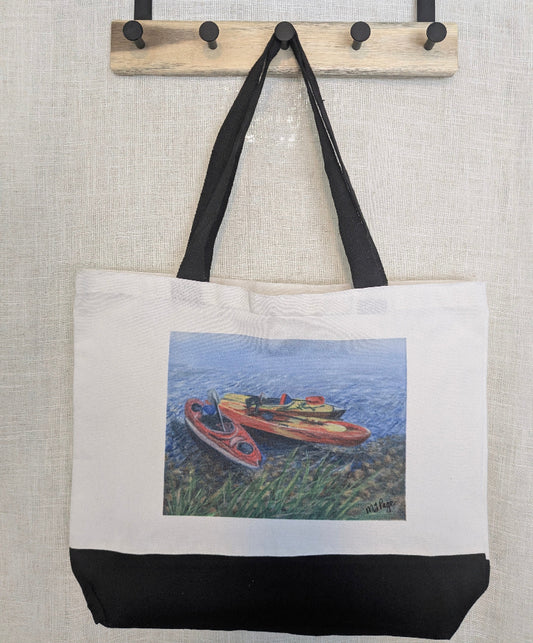 "Tree Friend Kayaking" Fashion Hand Bag, Large,  18 x 15"